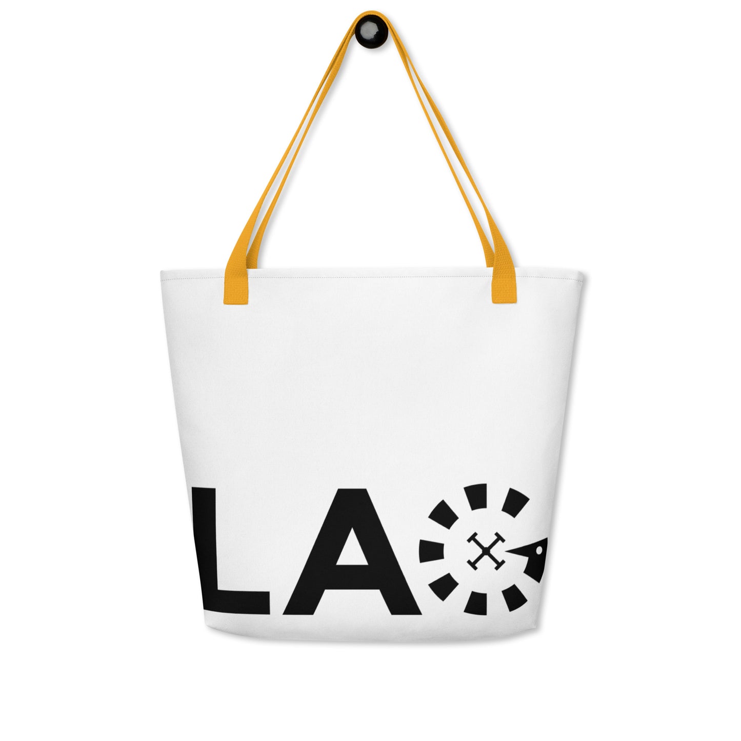 LAG Black All-Over Print Large Tote Bag