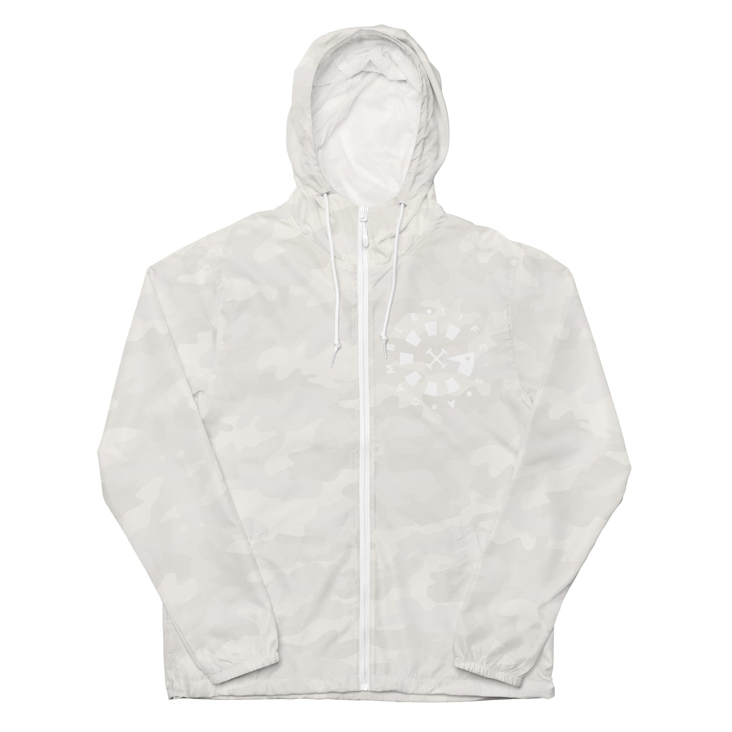 LAG Life's A Gamble Circle White Unisex lightweight zip up windbreaker