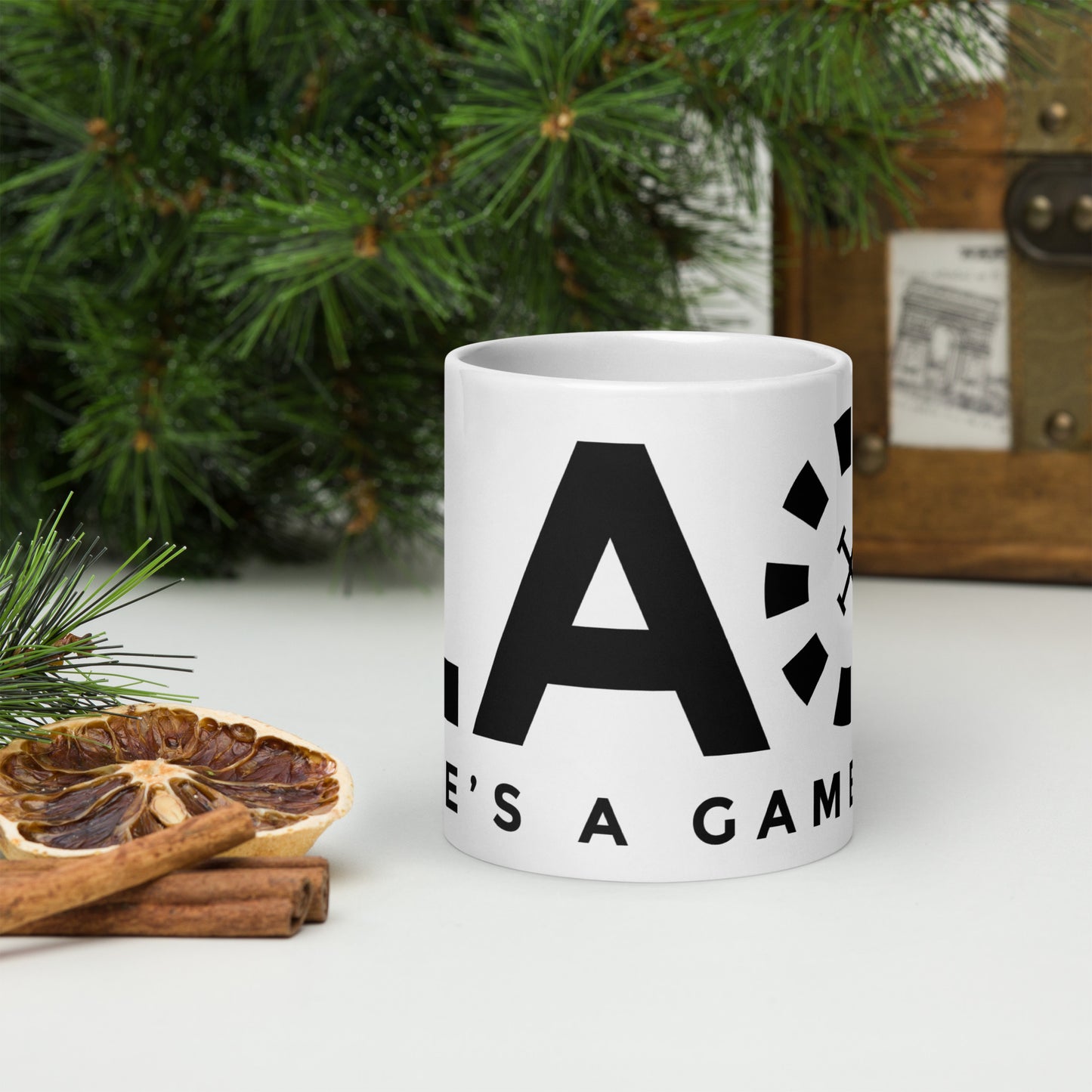 LAG Life's A Gamble Black White glossy mug