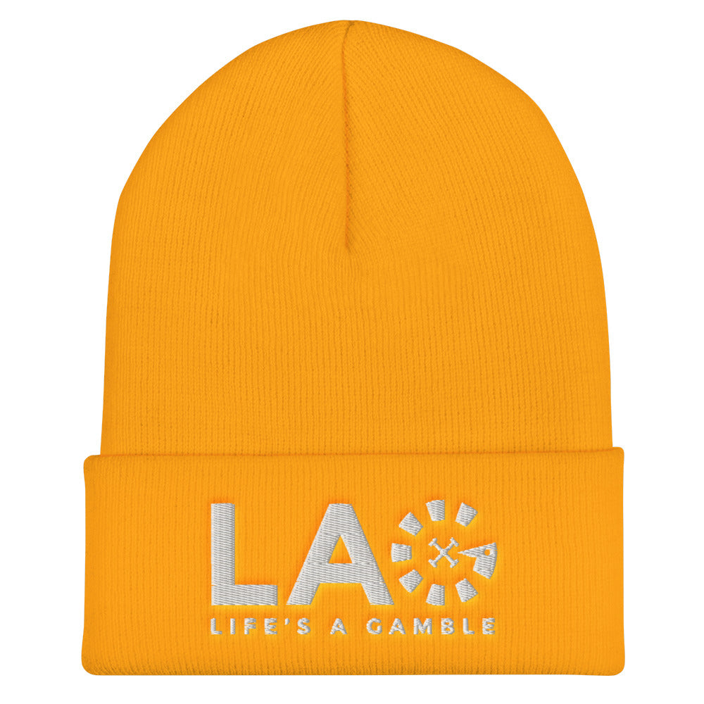 LAG Life's A Gamble White Cuffed Beanie