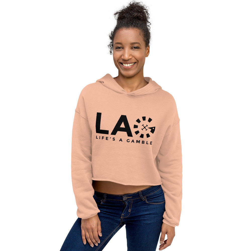 LAG Life's A Gamble Black Women's Crop Top Hoodie