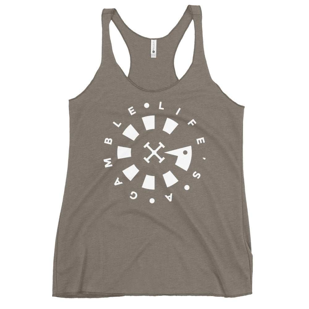 LAG Life's A Gamble Circle White Women's Racerback Tank