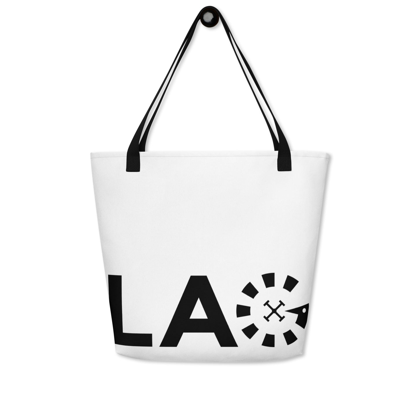 LAG Black All-Over Print Large Tote Bag