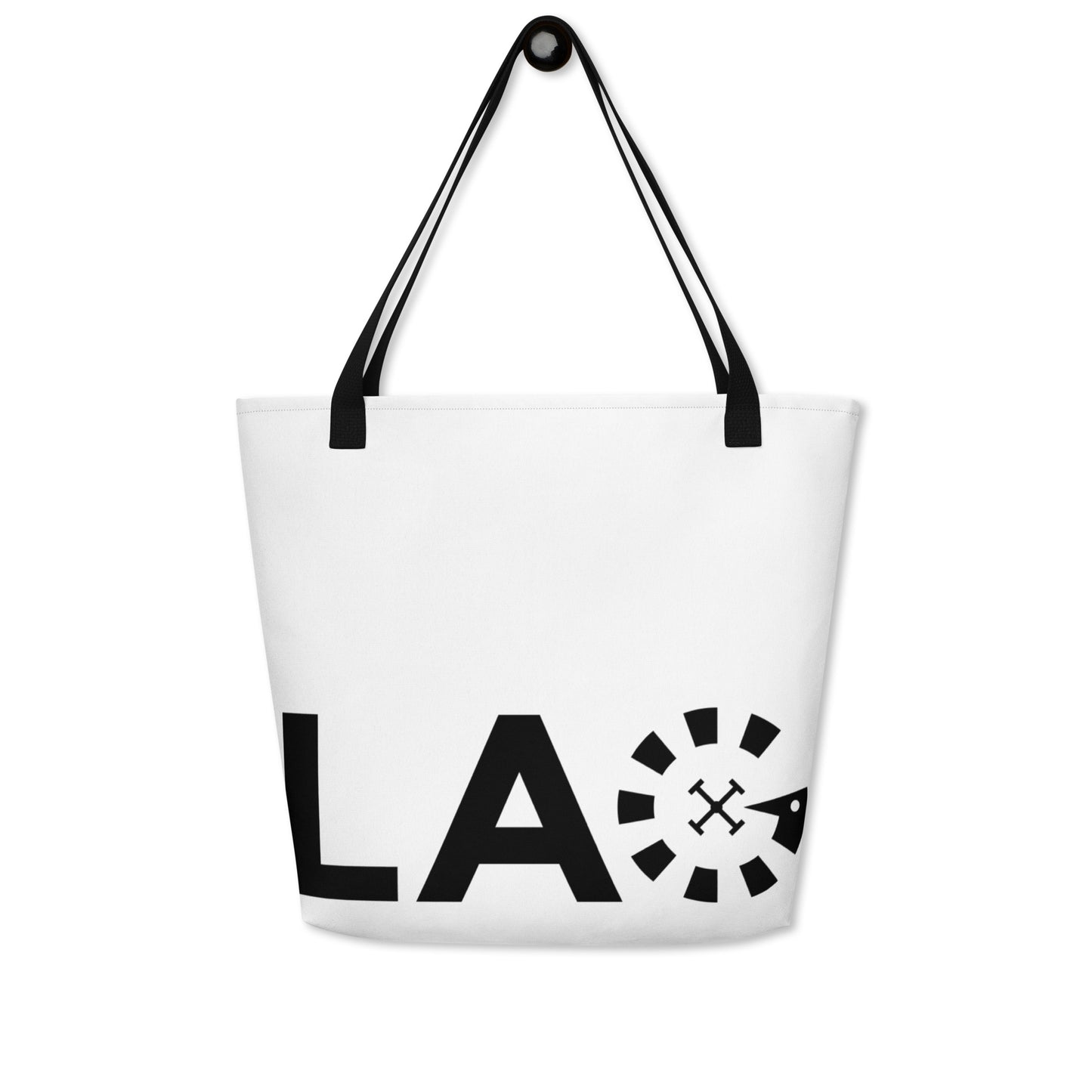 LAG Black All-Over Print Large Tote Bag