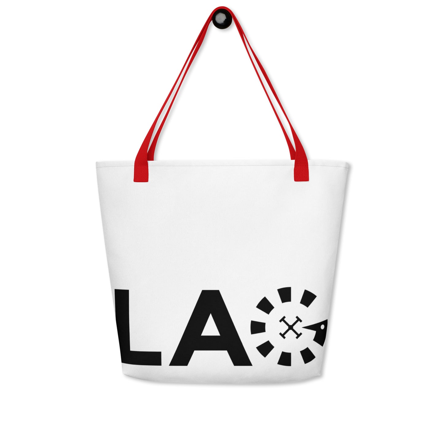 LAG Black All-Over Print Large Tote Bag