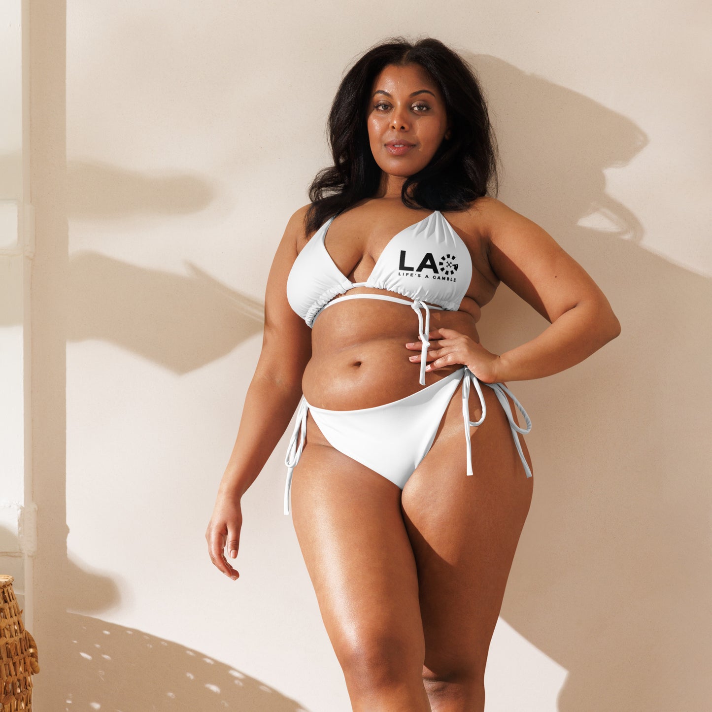 LAG Life's A Gamble Black All-over print recycled string bikini