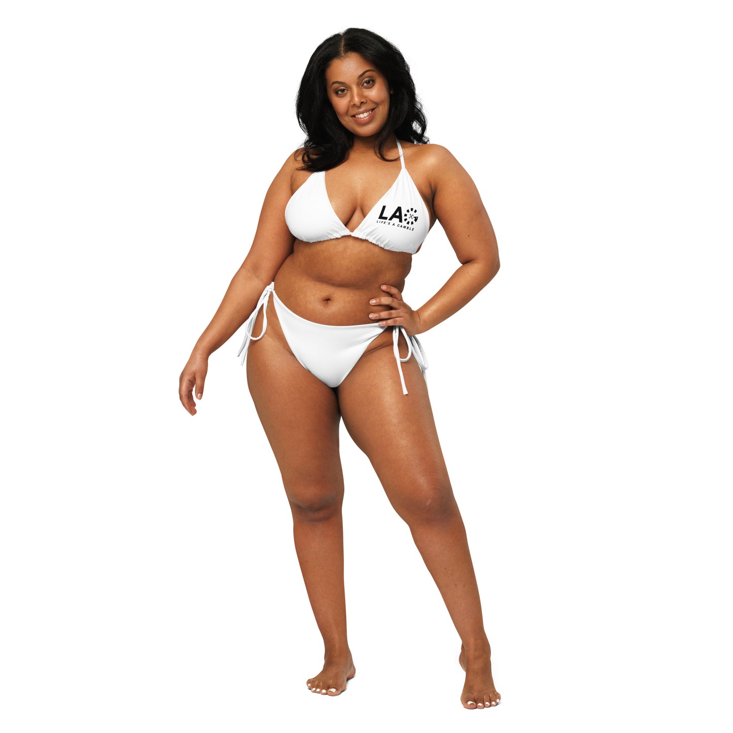 LAG Life's A Gamble Black All-over print recycled string bikini