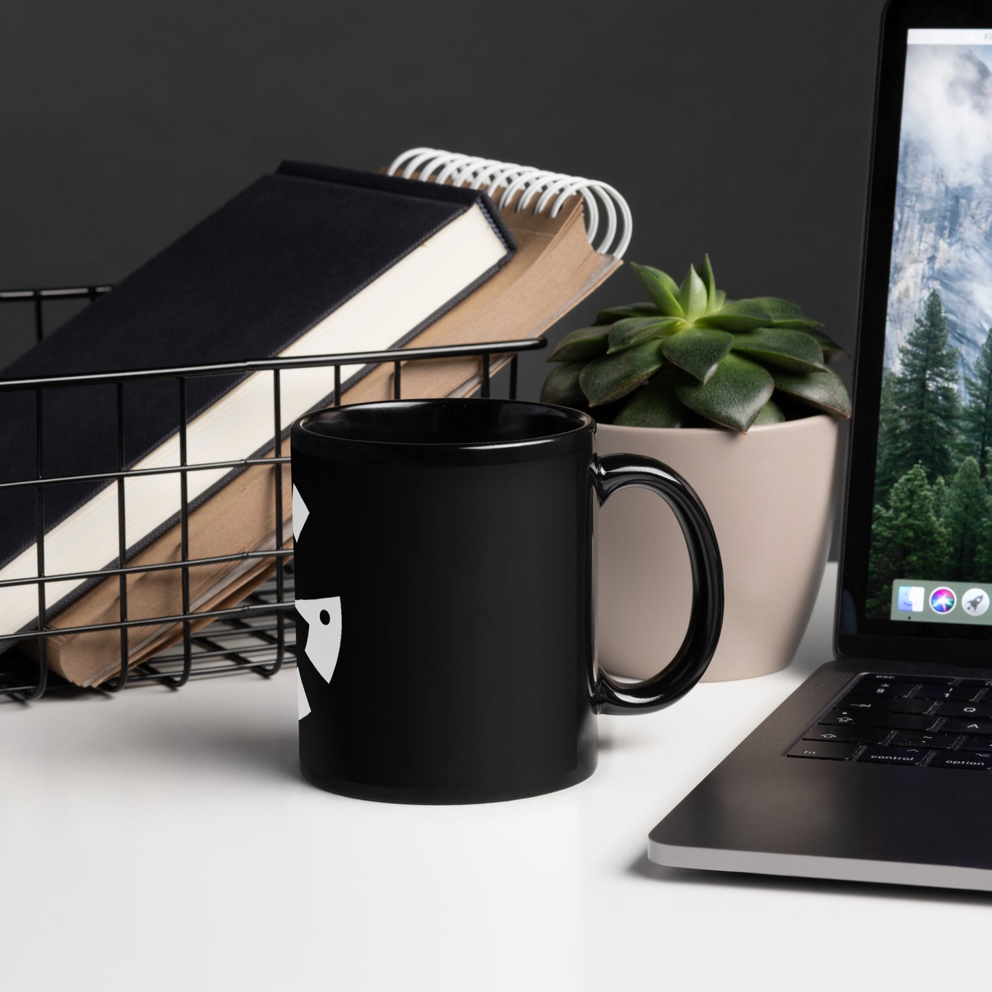 Big G White Black Glossy Mug