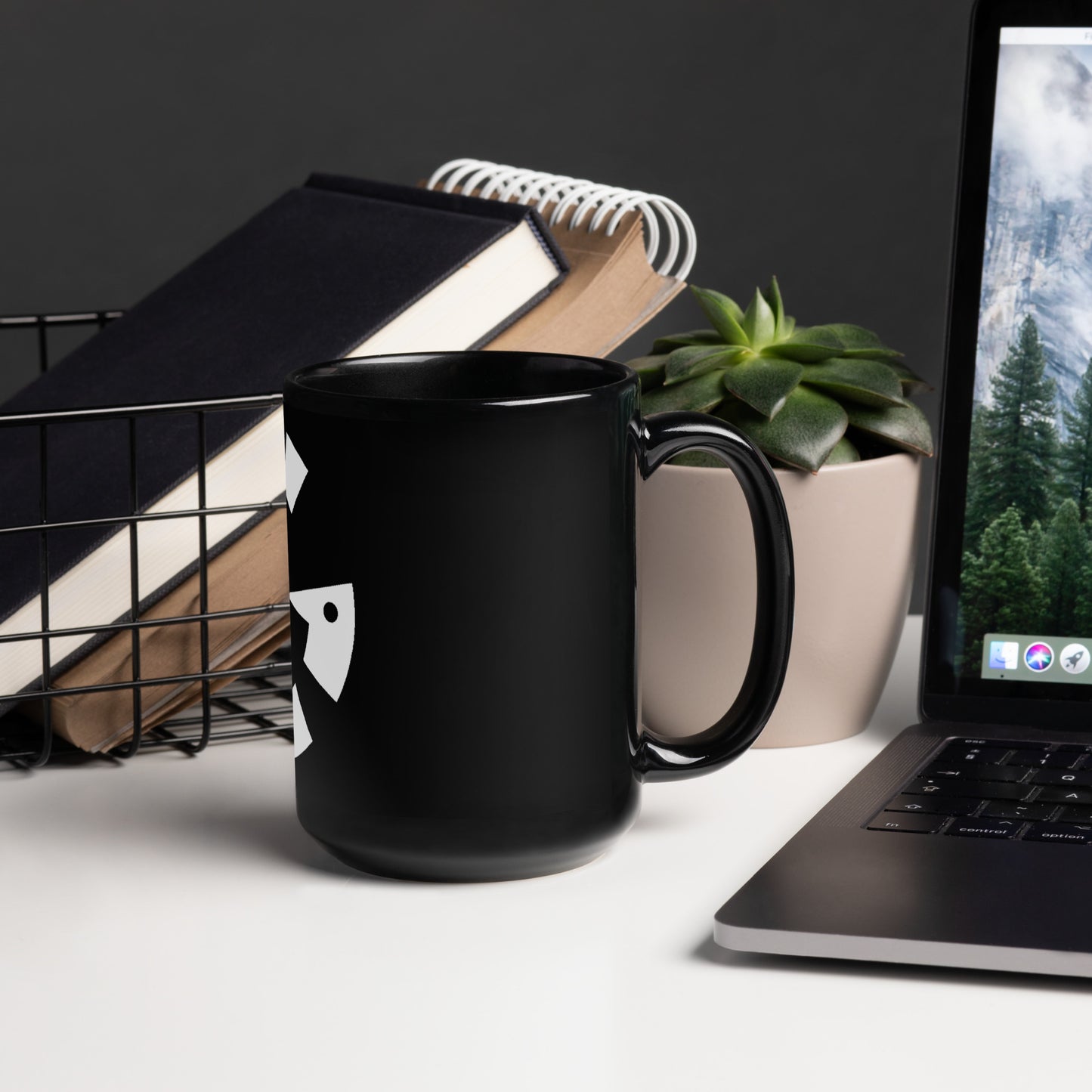 Big G White Black Glossy Mug