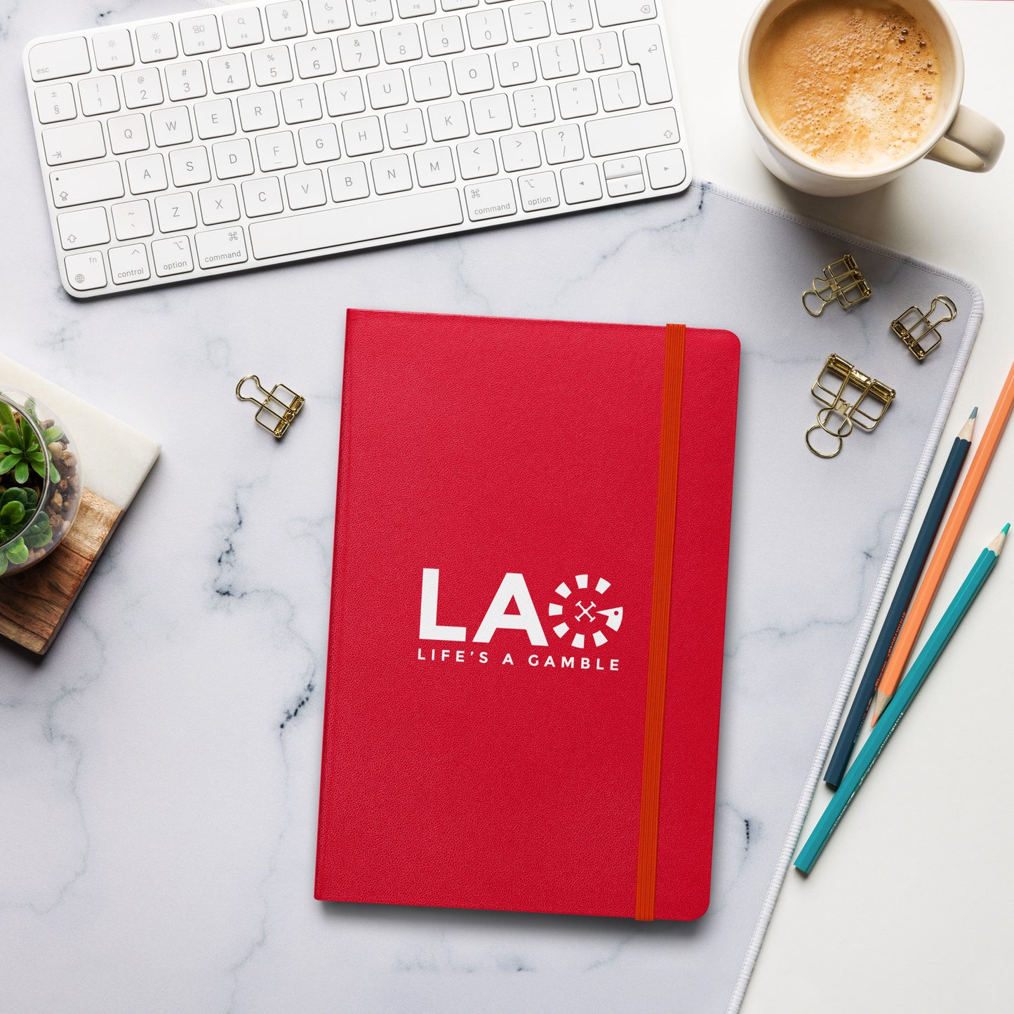 LAG Life’s A Gamble White Hardcover bound notebook