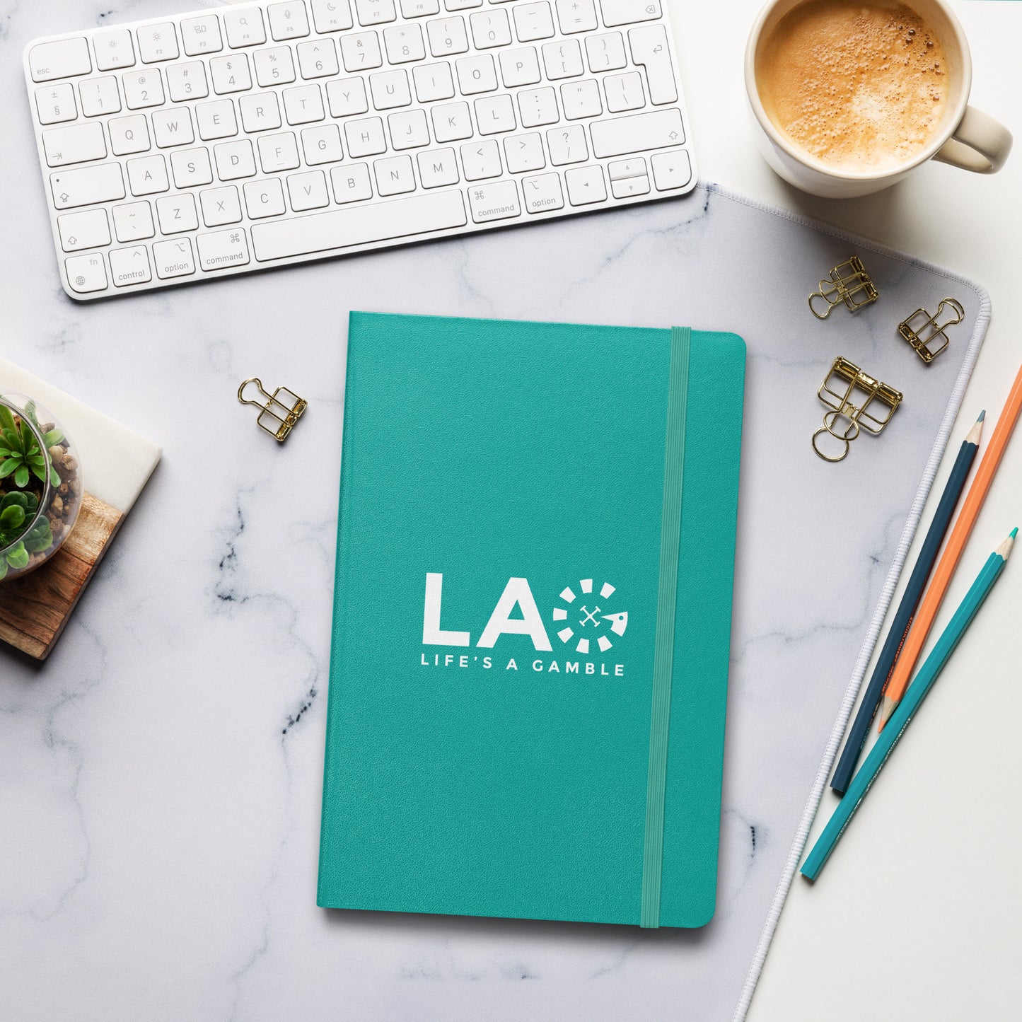 LAG Life’s A Gamble White Hardcover bound notebook