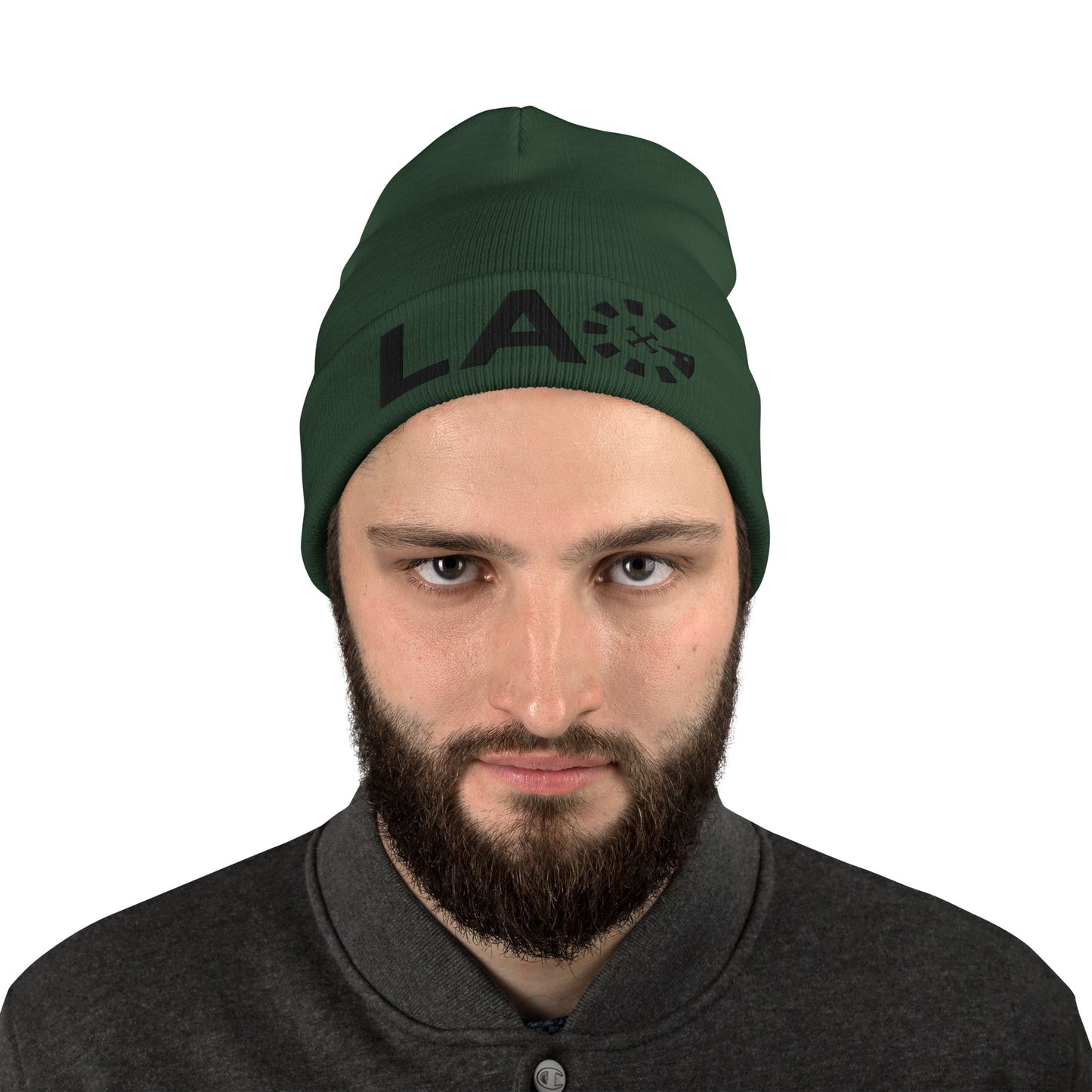 LAG Black Embroidered Beanie