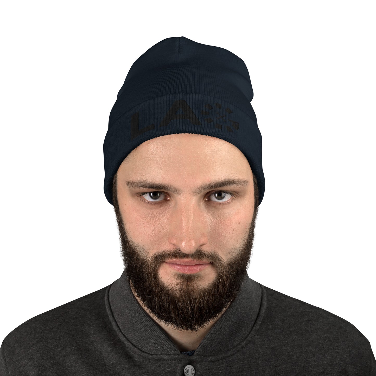 LAG Black Embroidered Beanie