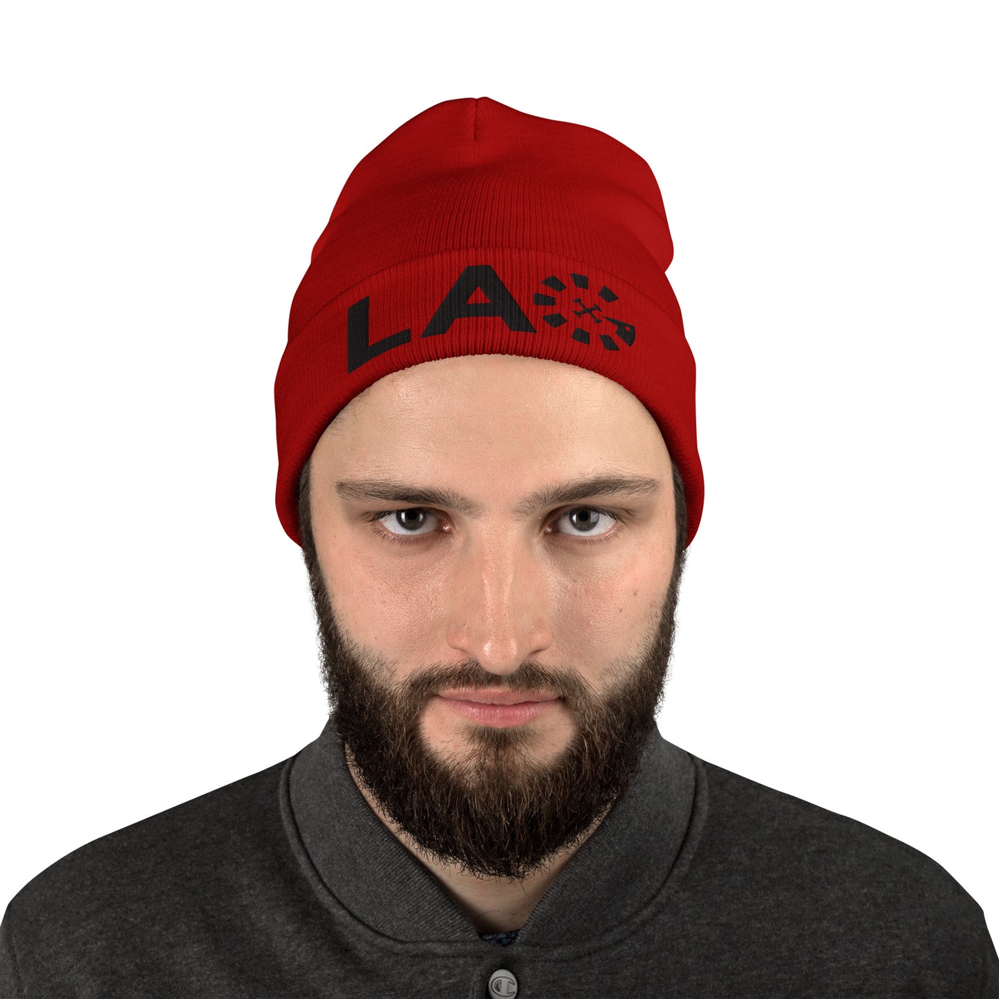LAG Black Embroidered Beanie