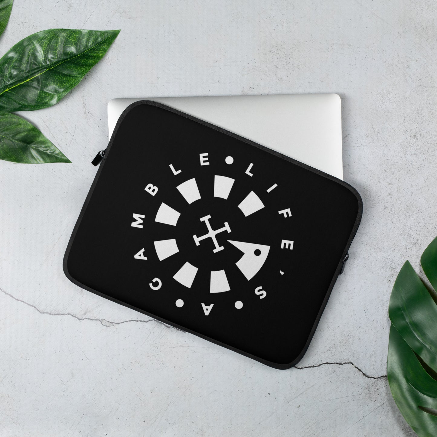 LAG Life’s A Gamble Circle White Laptop Sleeve