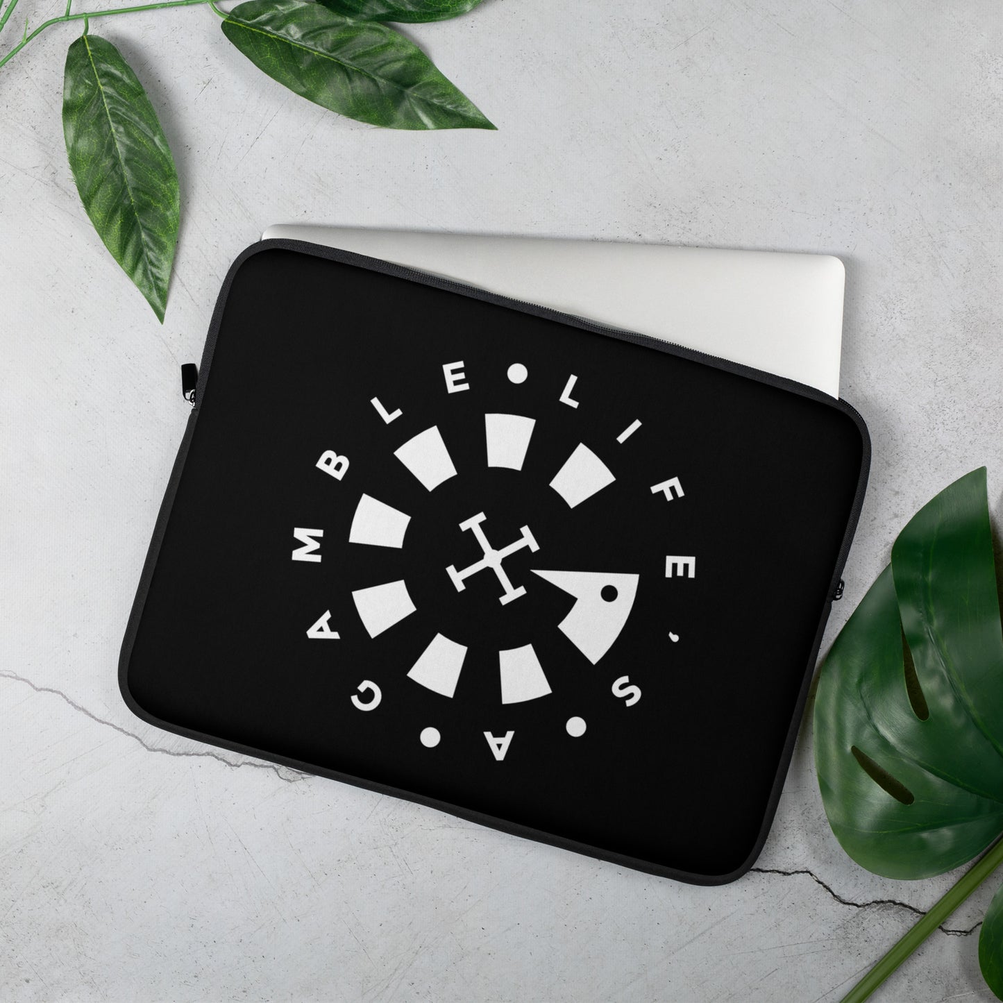 LAG Life’s A Gamble Circle White Laptop Sleeve