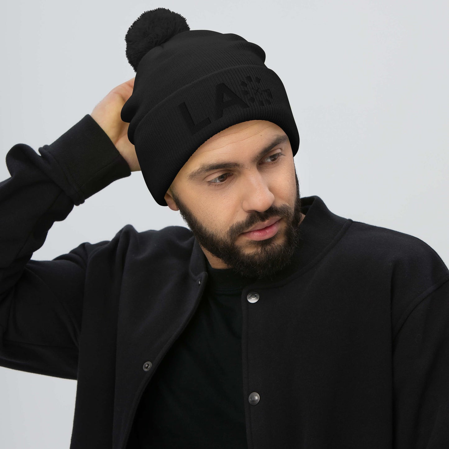 LAG Black Pom-Pom Beanie