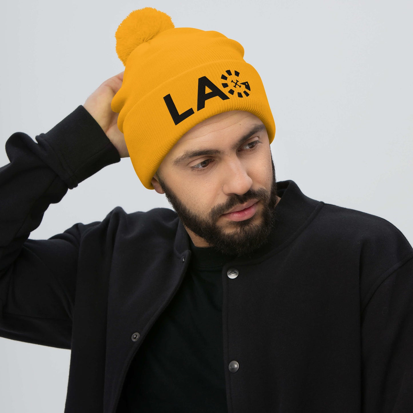 LAG Black Pom-Pom Beanie