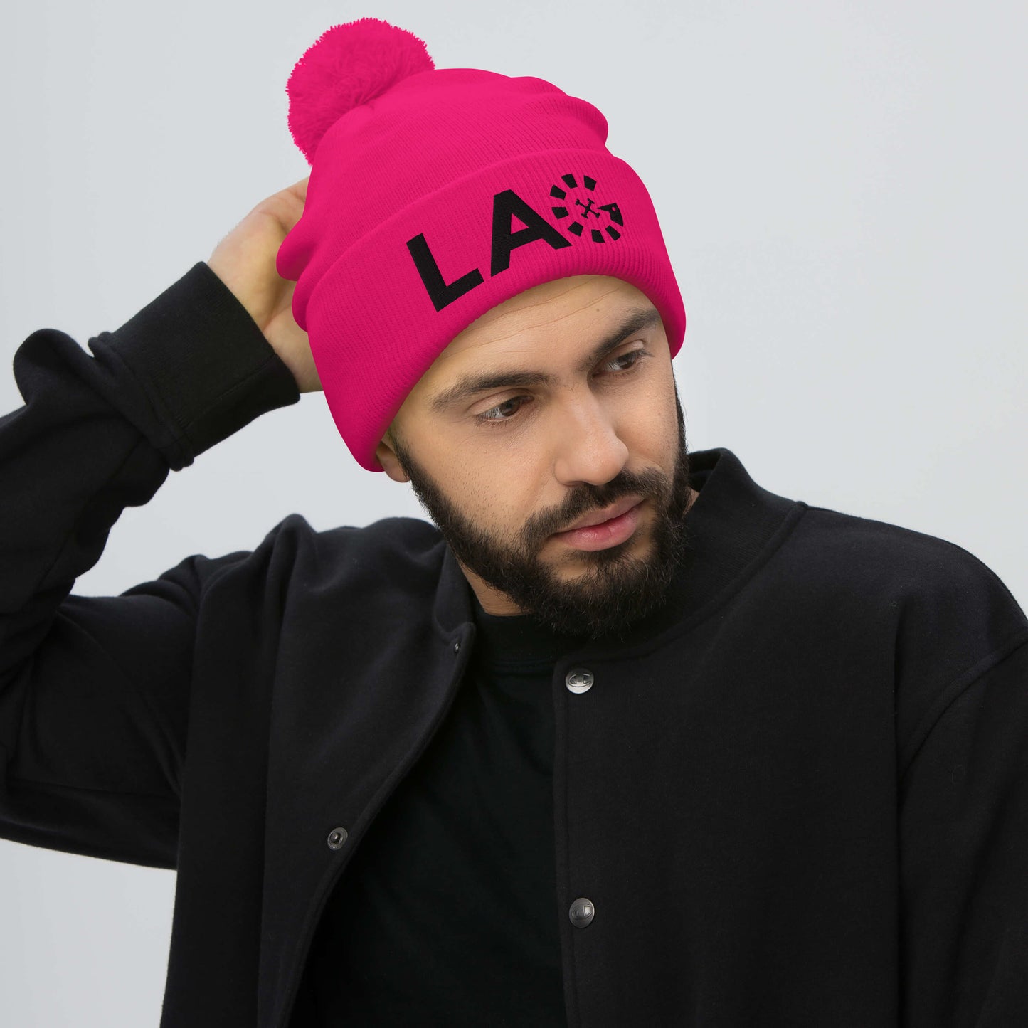 LAG Black Pom-Pom Beanie