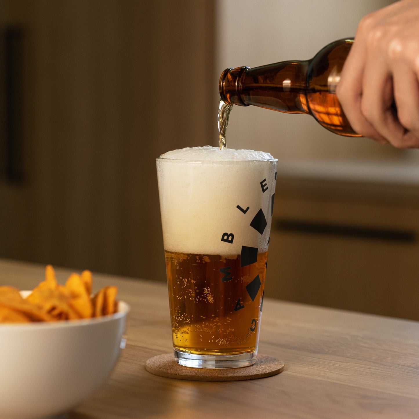 LAG Life's A Gamble Circle Black Shaker pint glass