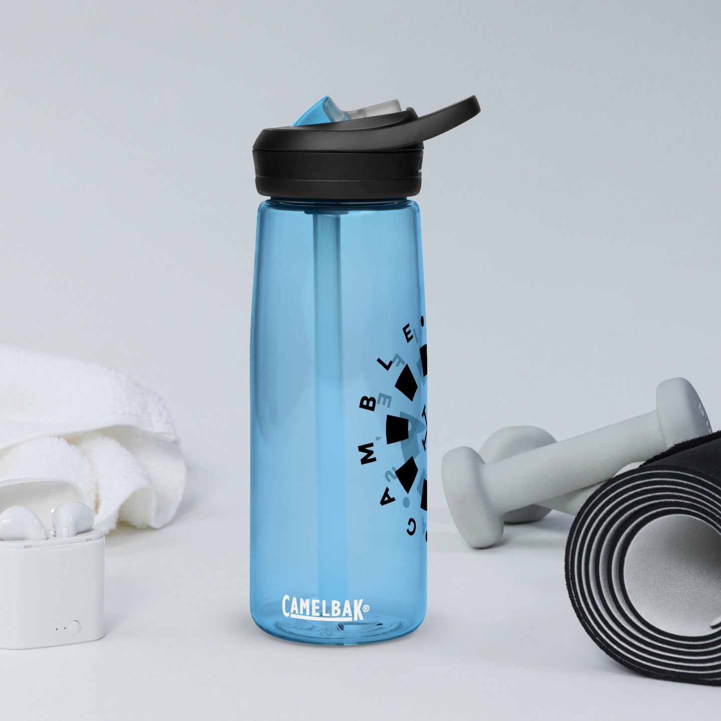 LAG Life’s A Gamble Circle Black Sports water bottle
