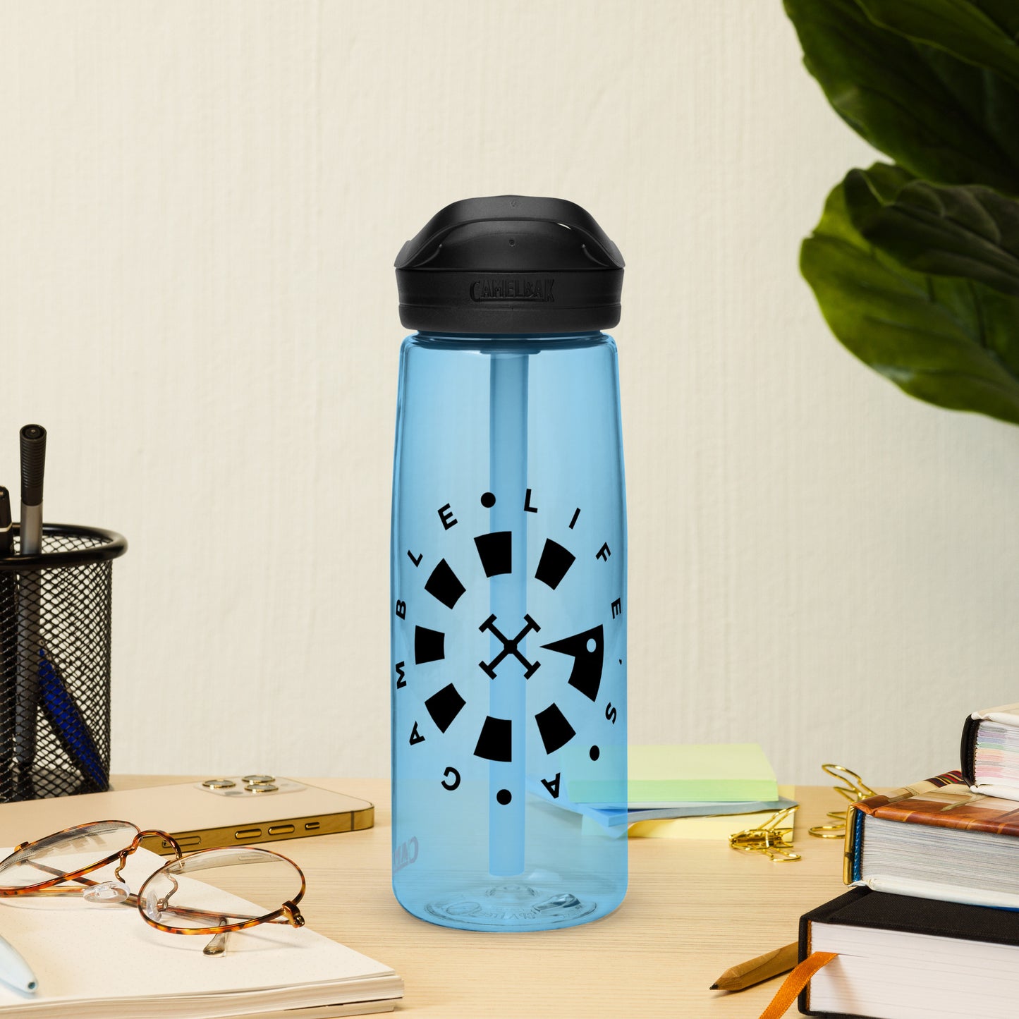 LAG Life’s A Gamble Circle Black Sports water bottle