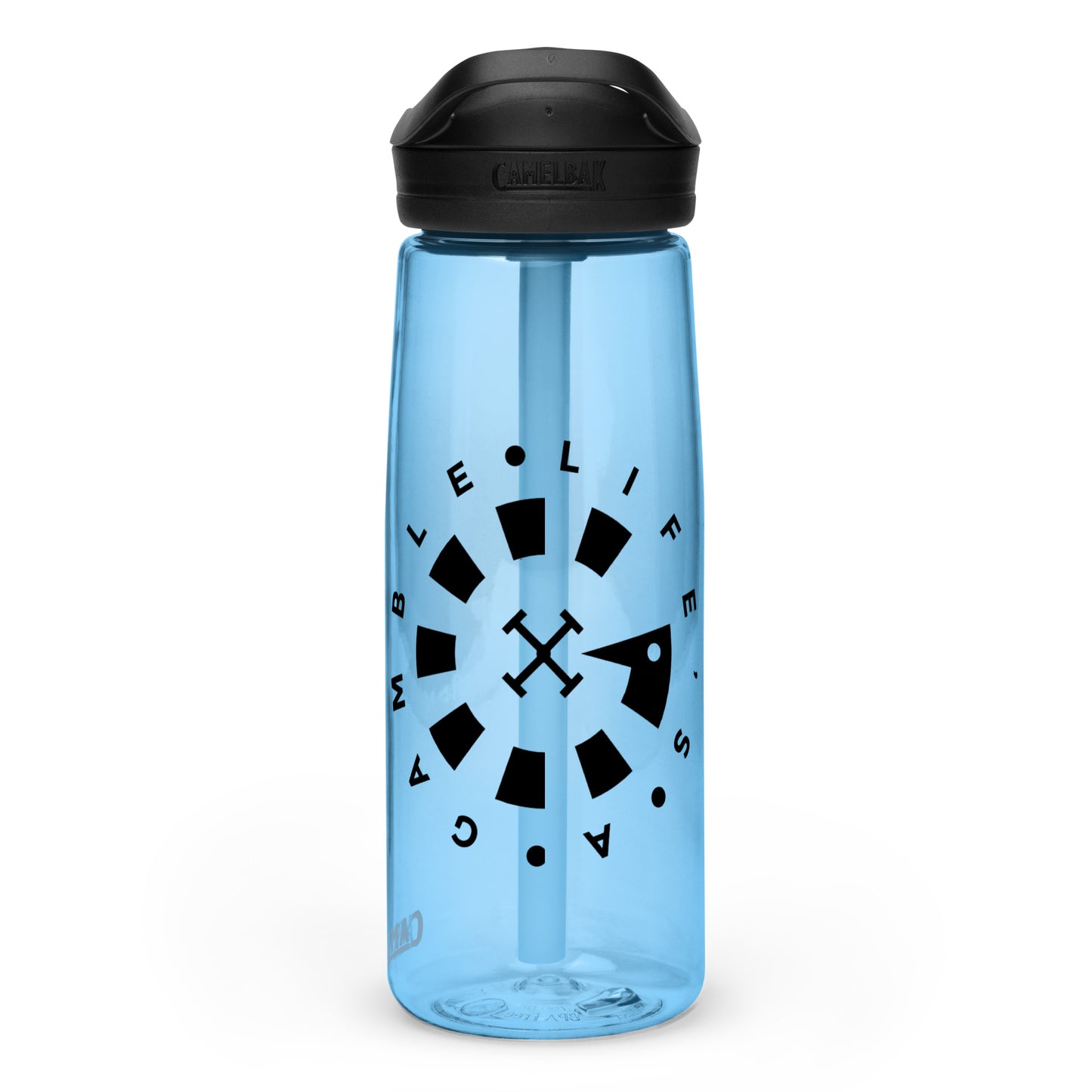 LAG Life’s A Gamble Circle Black Sports water bottle