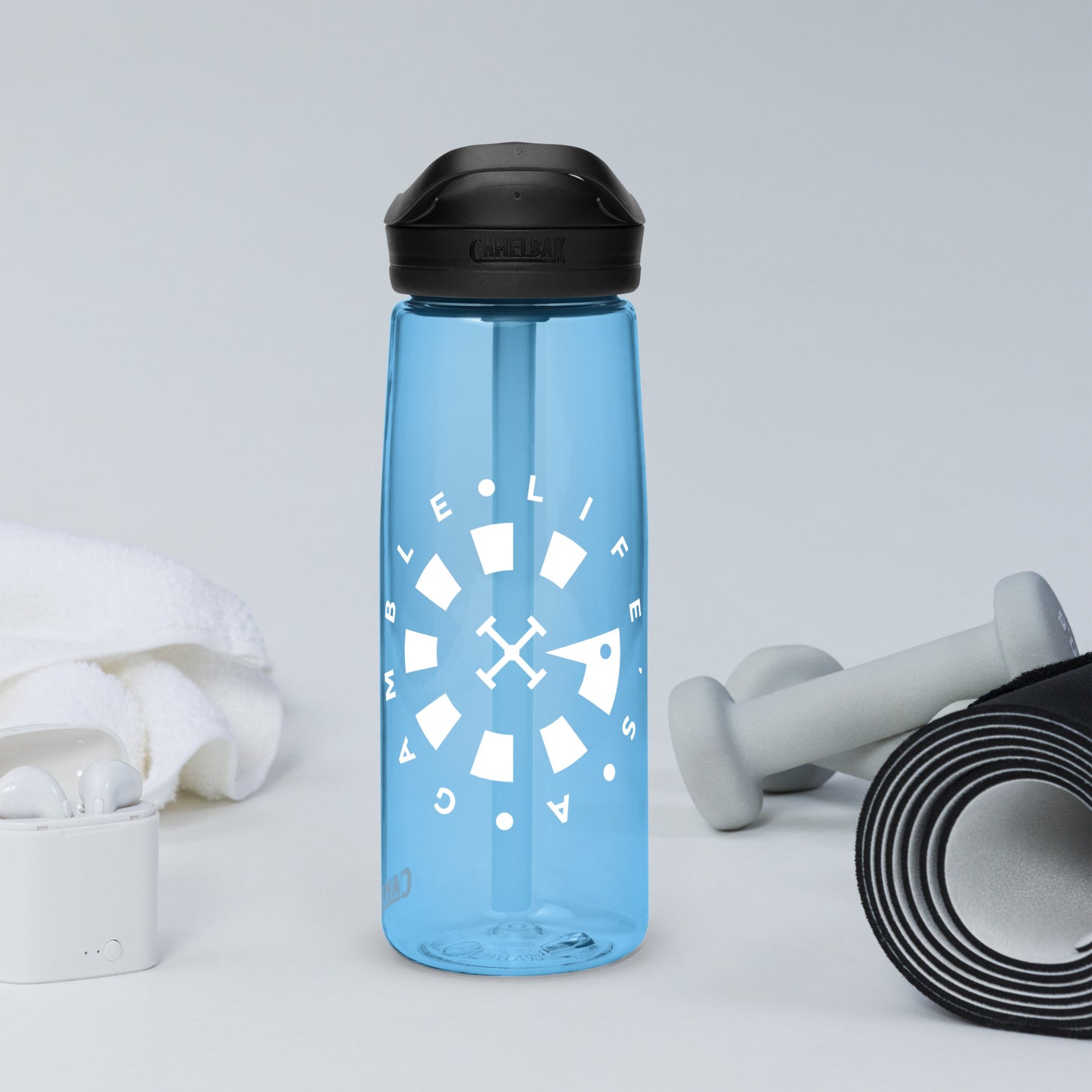 LAG Life’s A Gamble Circle White Sports water bottle