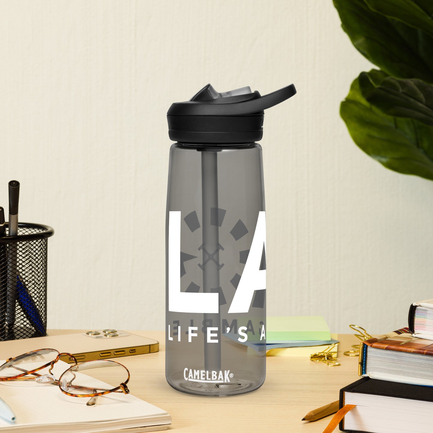 LAG Life’s A Gamble White Sports water bottle