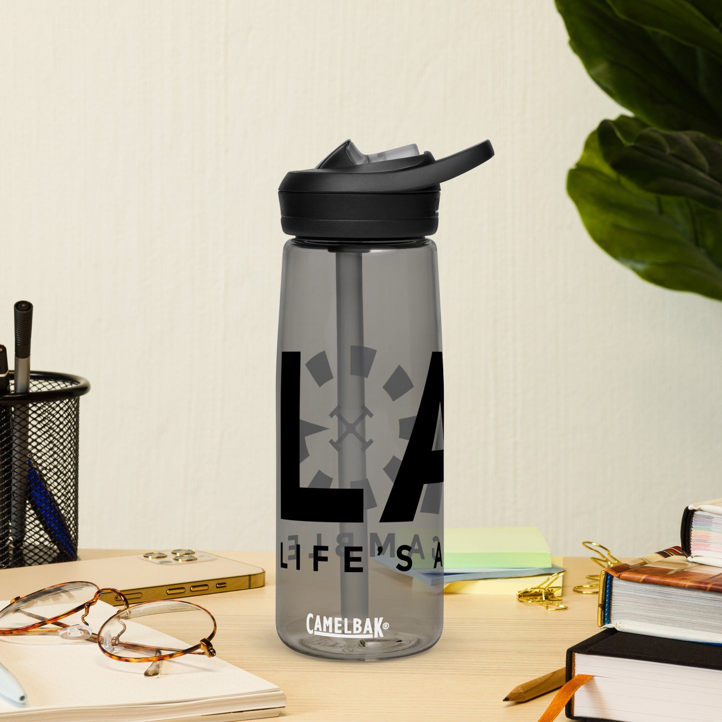 LAG Life’s A Gamble Black Sports water bottle