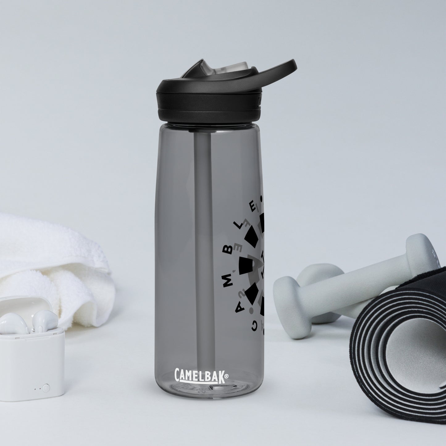 LAG Life’s A Gamble Circle Black Sports water bottle