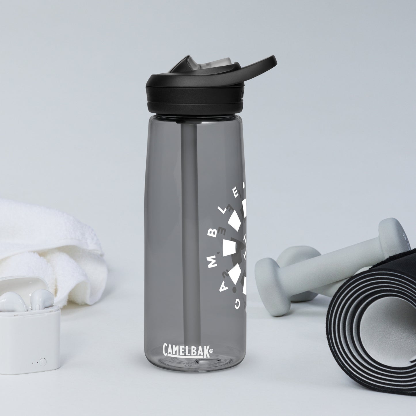 LAG Life’s A Gamble Circle White Sports water bottle
