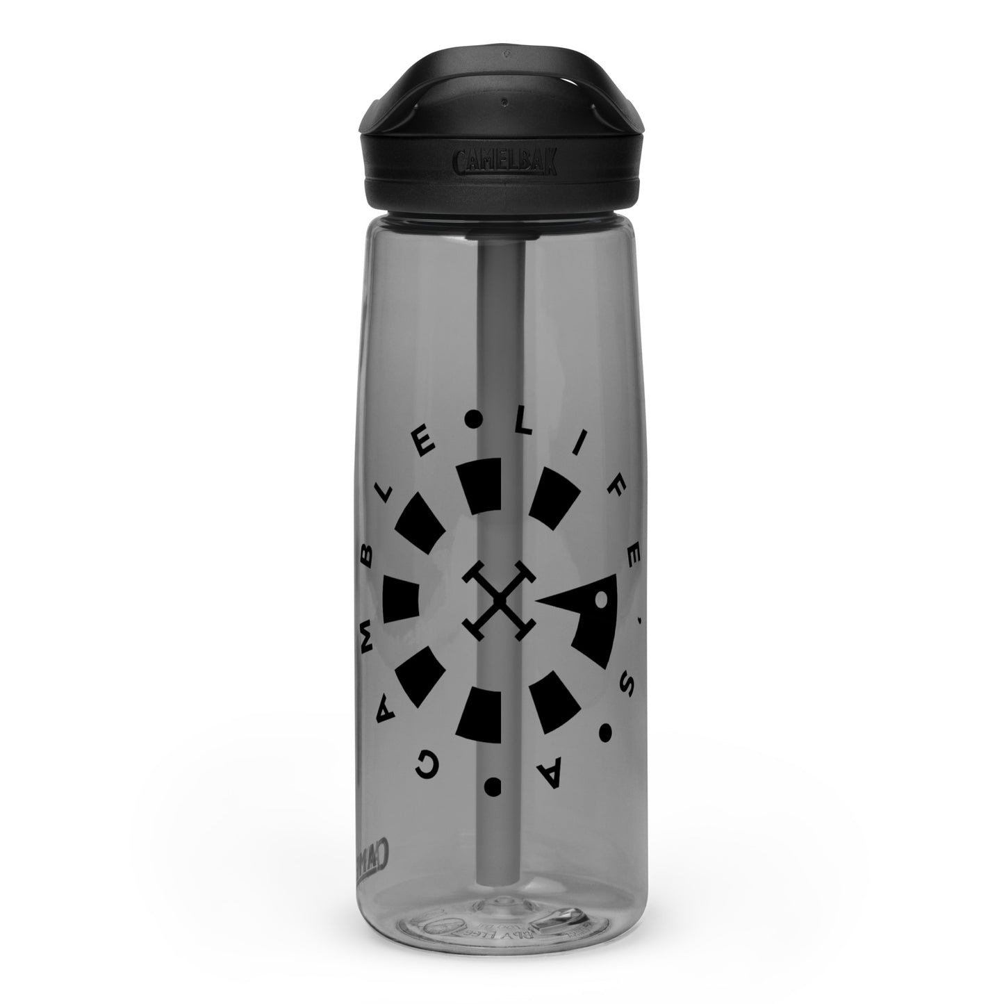 LAG Life’s A Gamble Circle Black Sports water bottle