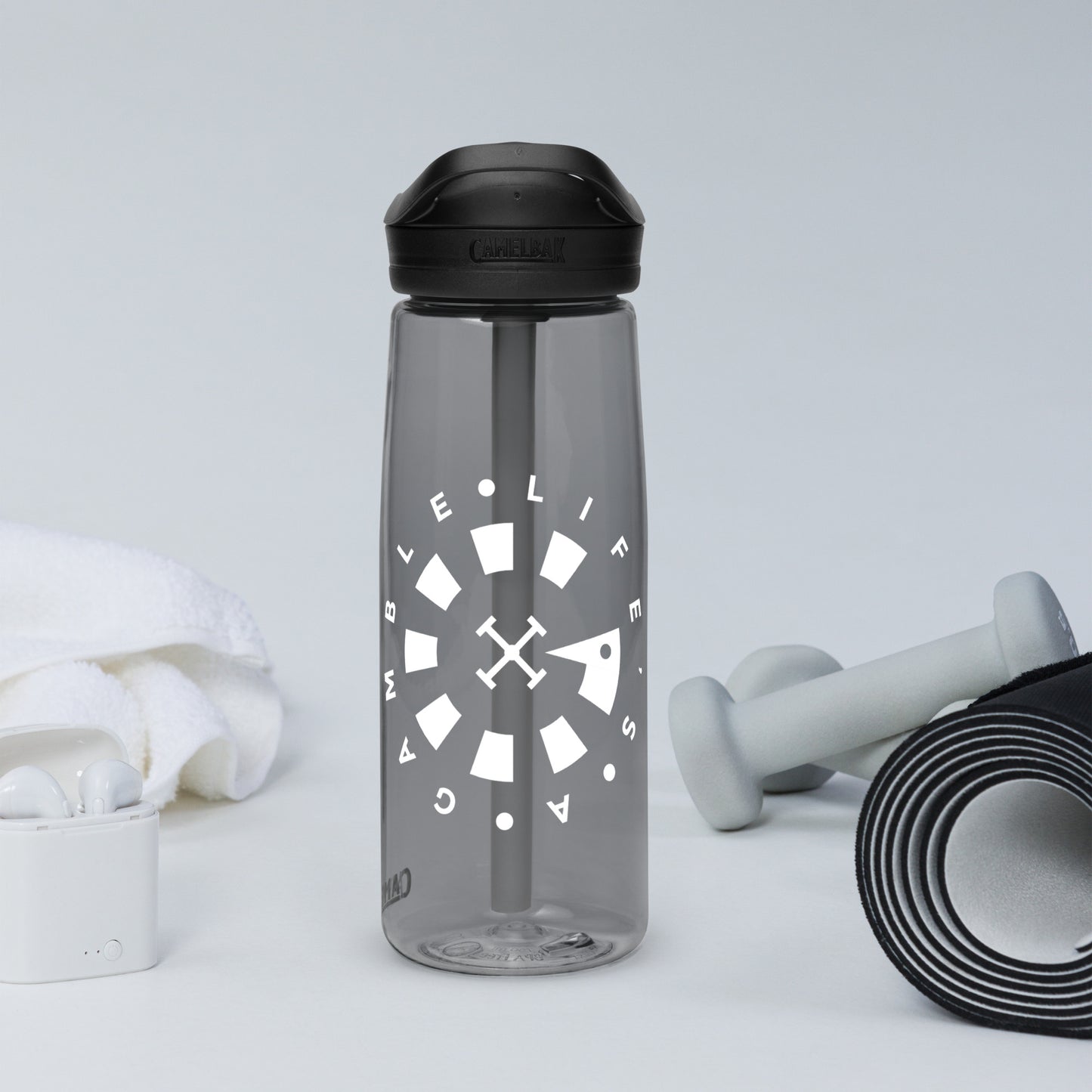 LAG Life’s A Gamble Circle White Sports water bottle