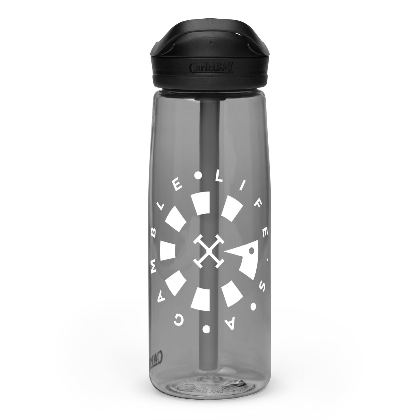 LAG Life’s A Gamble Circle White Sports water bottle