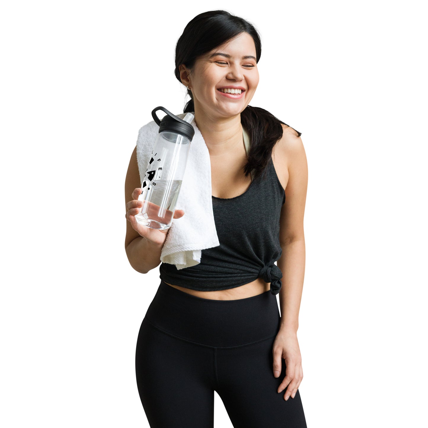 LAG Life’s A Gamble Circle Black Sports water bottle