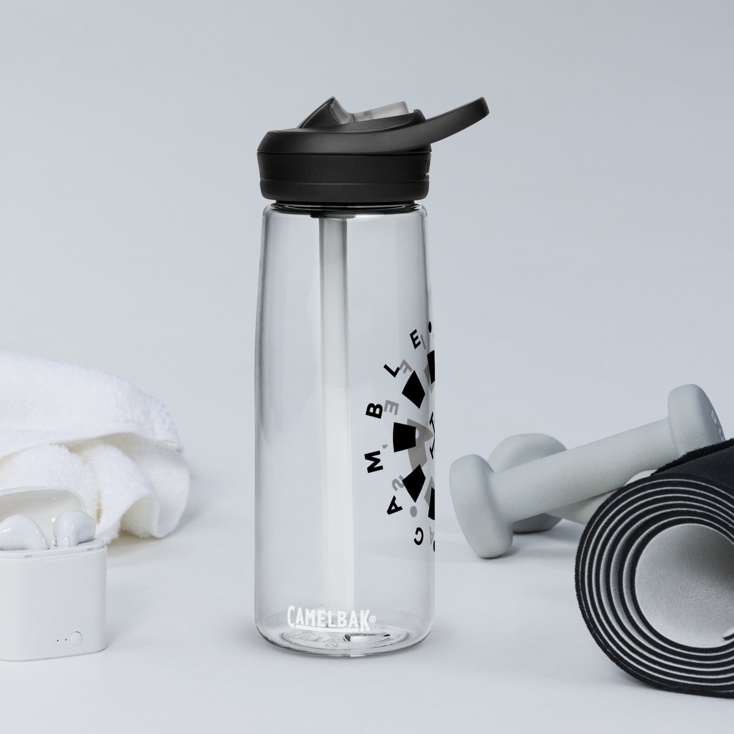 LAG Life’s A Gamble Circle Black Sports water bottle