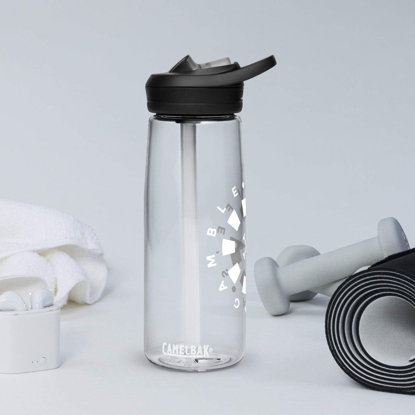 LAG Life’s A Gamble Circle White Sports water bottle