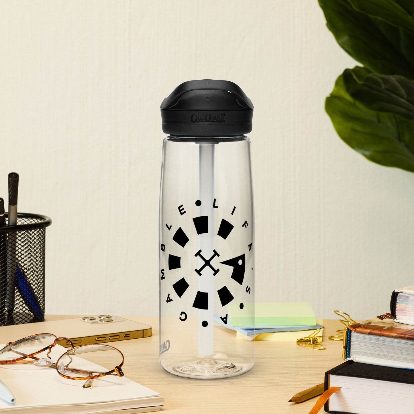 LAG Life’s A Gamble Circle Black Sports water bottle