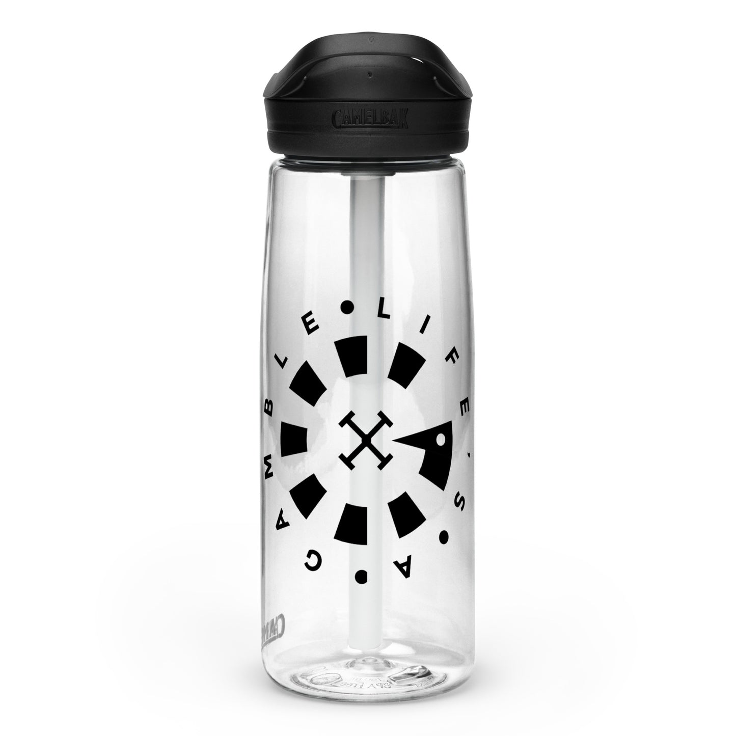 LAG Life’s A Gamble Circle Black Sports water bottle