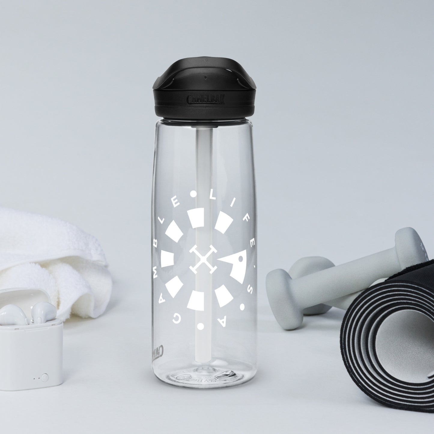 LAG Life’s A Gamble Circle White Sports water bottle