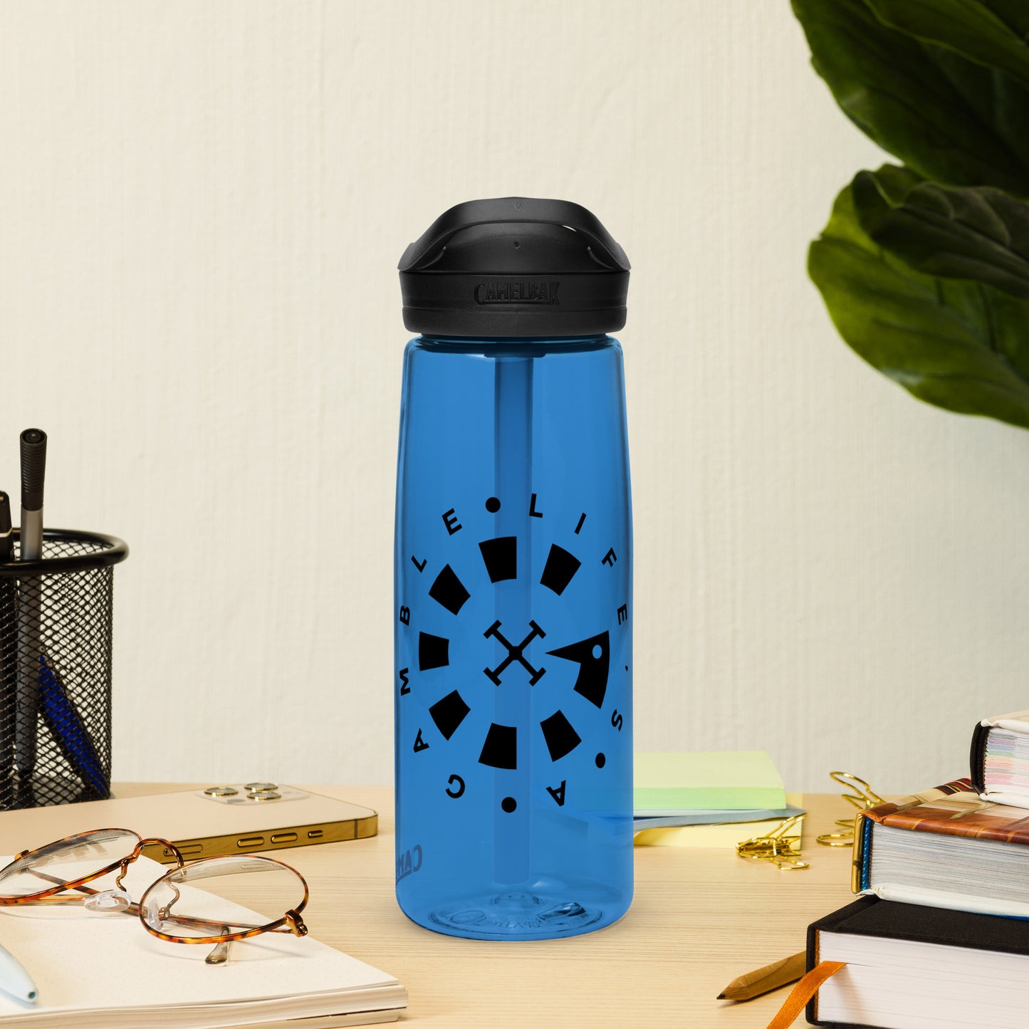 LAG Life’s A Gamble Circle Black Sports water bottle