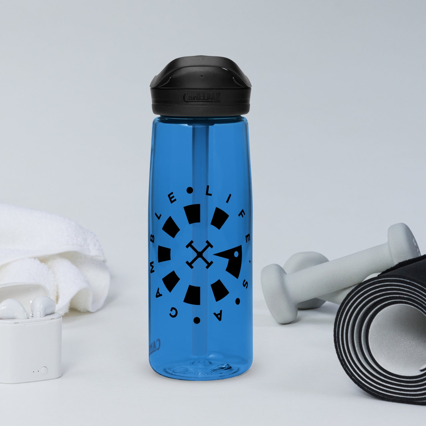 LAG Life’s A Gamble Circle Black Sports water bottle