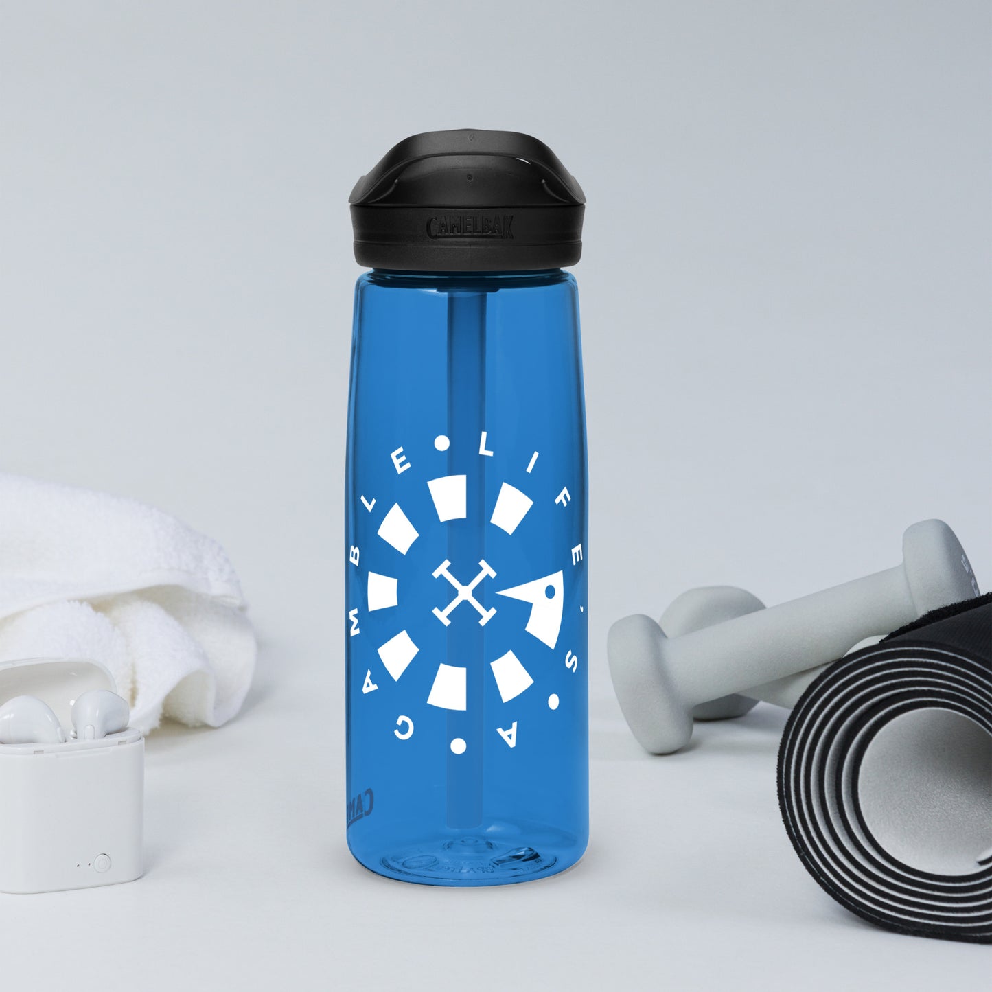 LAG Life’s A Gamble Circle White Sports water bottle