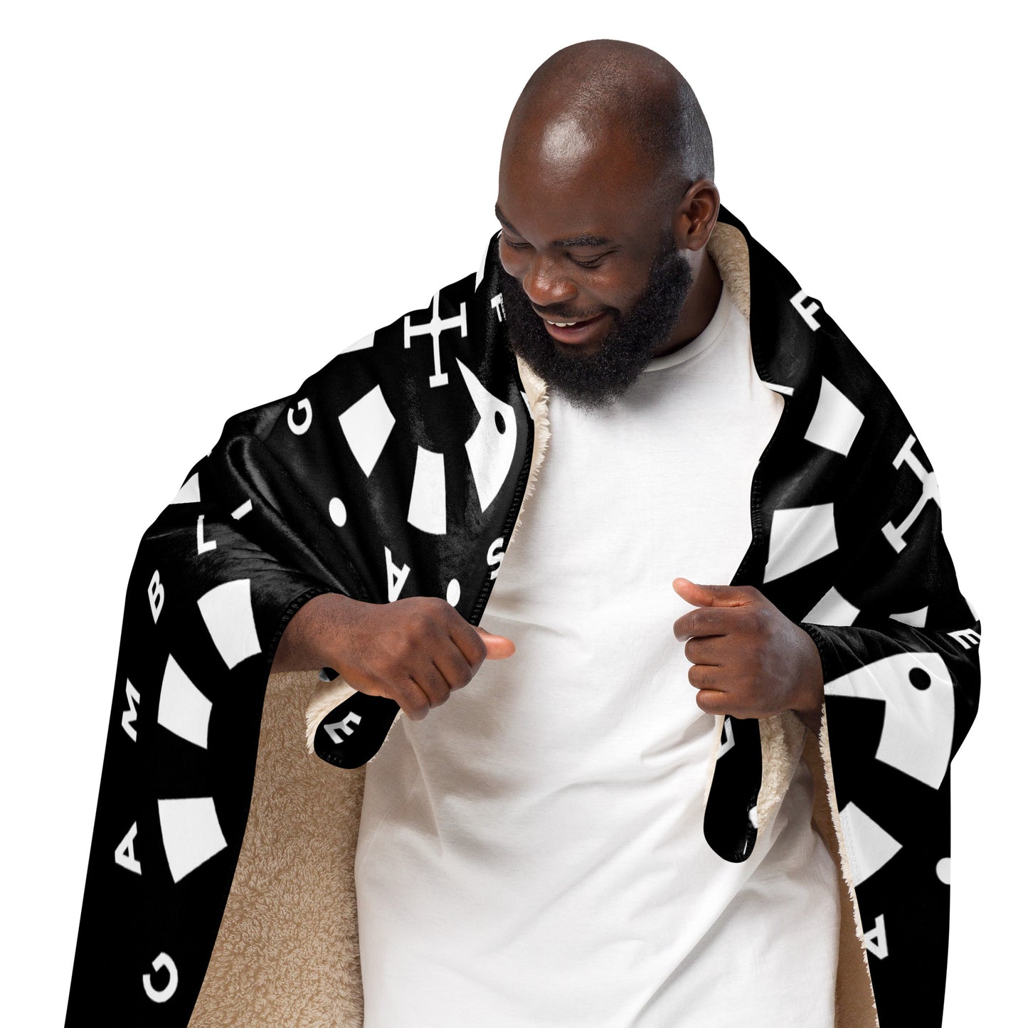 LAG Life’s A Gamble Circle White Sherpa blanket