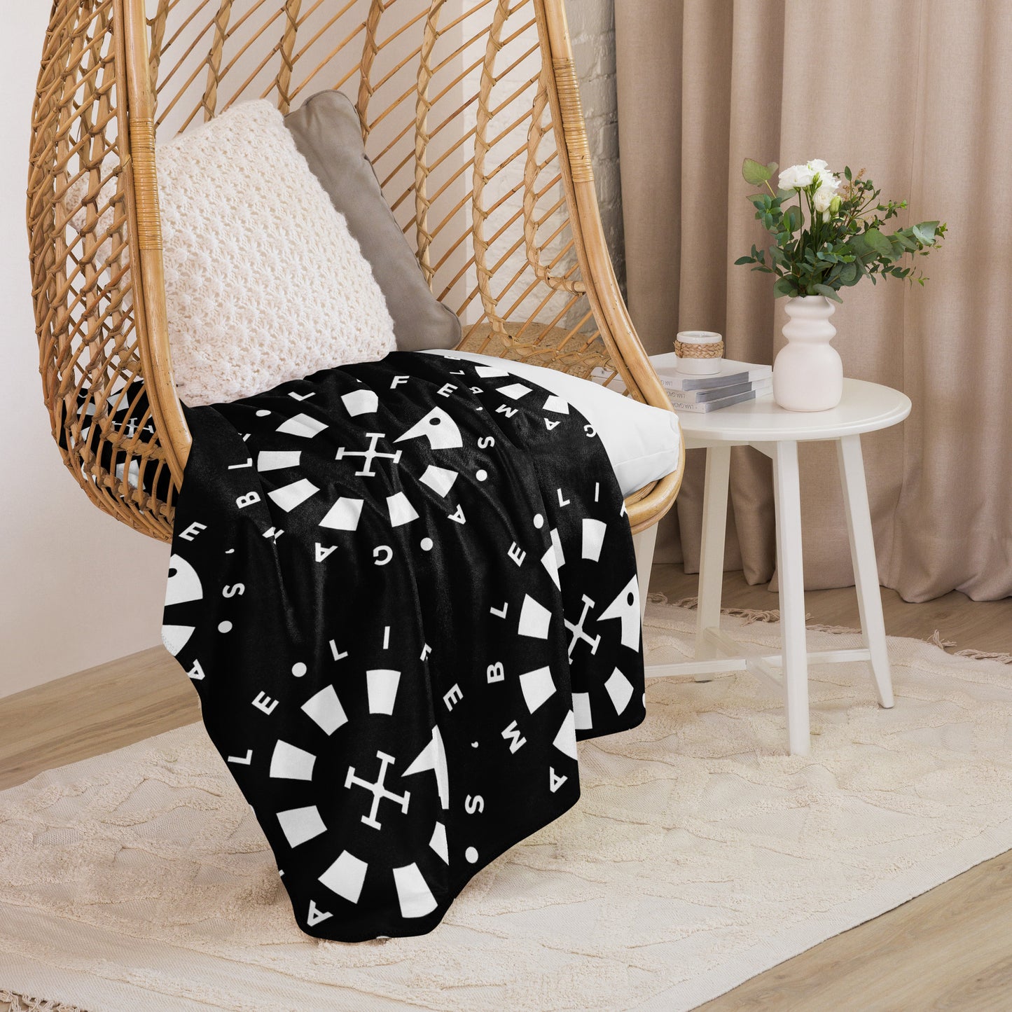 LAG Life’s A Gamble Circle White Sherpa blanket