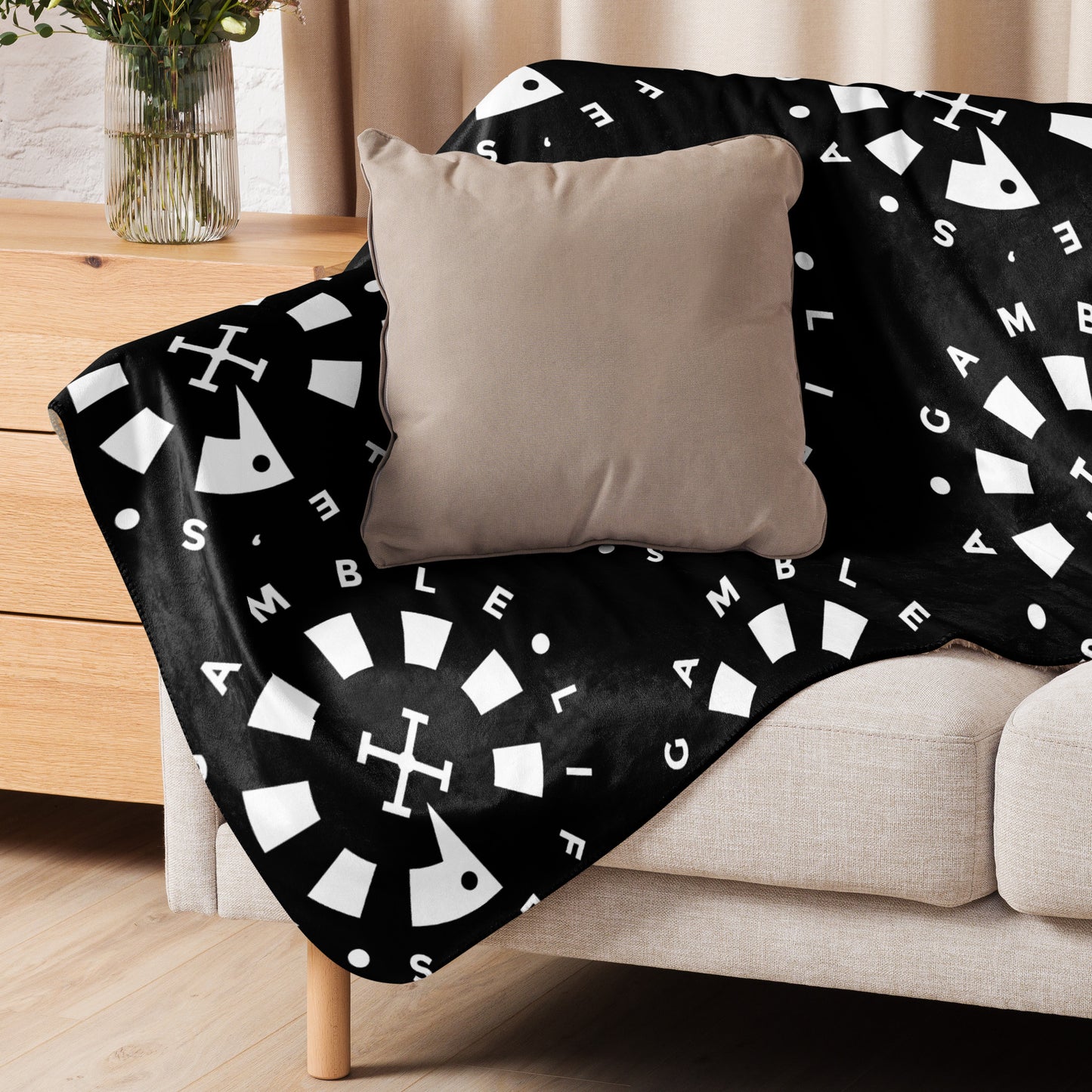 LAG Life’s A Gamble Circle White Sherpa blanket