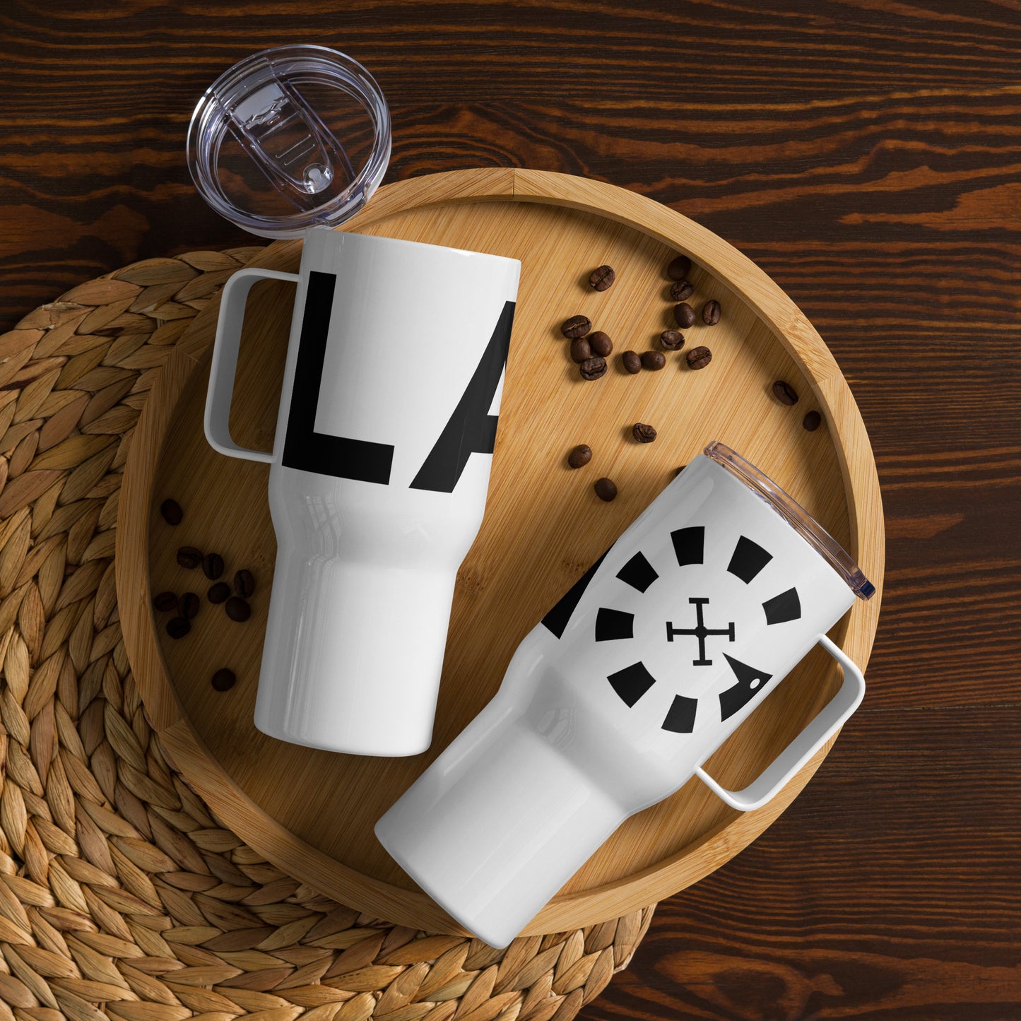 LAG Black Travel mug with a handle