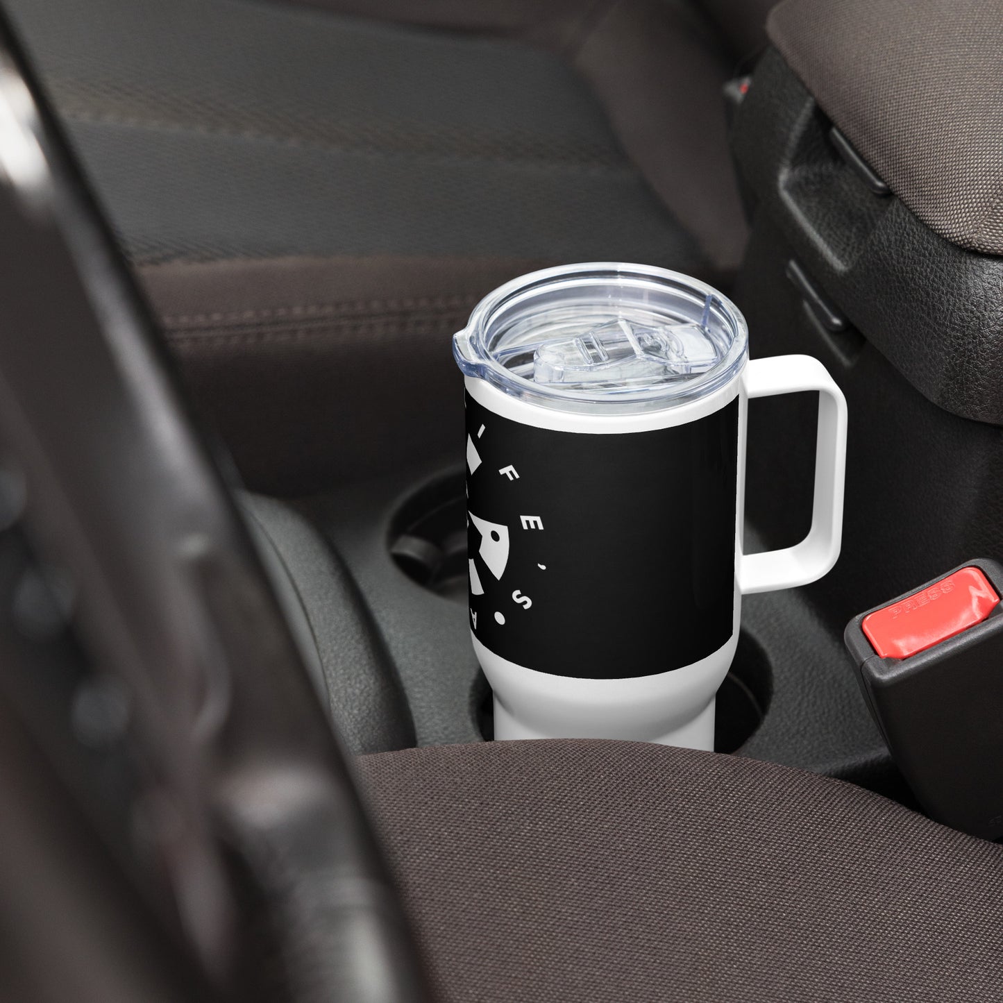 LAG Life’s A Gamble Circle White Travel mug with a handle