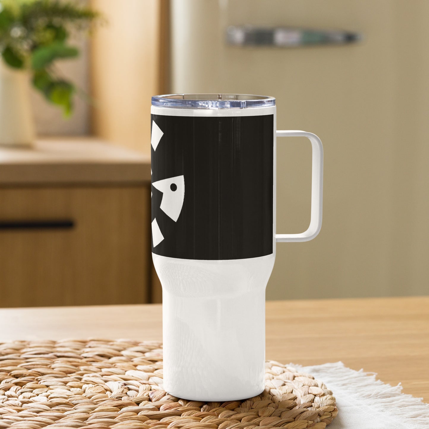 Big G White Travel mug with a handle